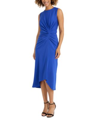 Maggy London - Women's Round-Neck Draped Sleeveless Dress