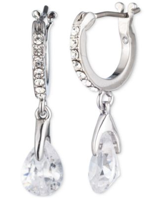Givenchy - Pear-Shape Crystal Charm Pav&eacute; Hoop Earrings