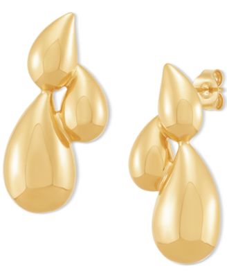 Macy's - Polished Teardrop Trio Cluster Drop Earrings in 14k Gold
