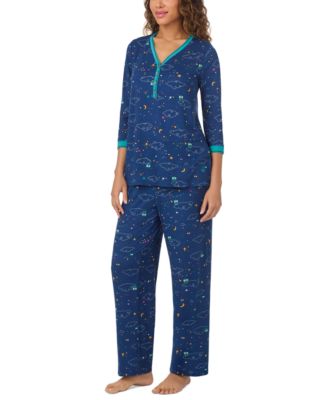 Cuddl Duds - Women's 2-Pc. Printed 3/4-Sleeve Pajamas Set