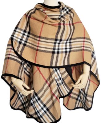 FRAAS - Women's Solid Border Plaid Rounded Edge Wrap