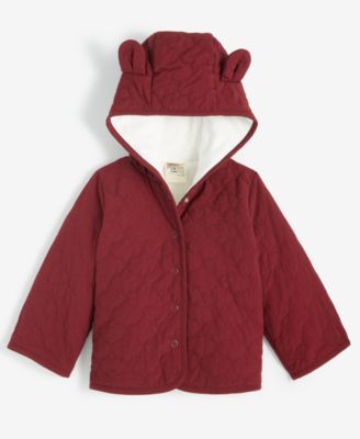 First Impressions - Baby Girls Hooded Quilted Fleece-Lined Jacket
