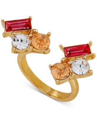 GUESS - Gold-Tone Multicolor Mixed Crystal Open Ring