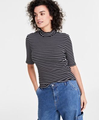 On 34th - Women's Mock Neck Elbow-Sleeve Top