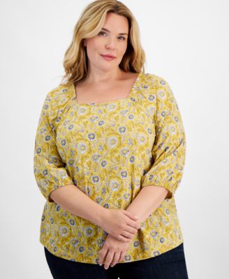Style & Co - Plus Size Millies Square-Neck 3/4-Sleeve Top