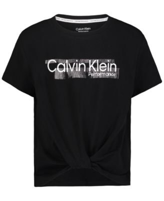Calvin Klein - Big Girls Performance Logo Twist-Front T-Shirt