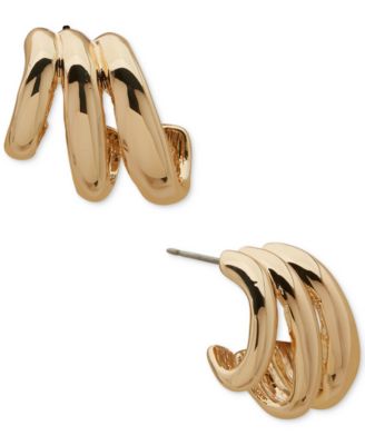 Anne Klein - Gold-Tone Swirl Spring Button Earrings