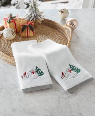 Holiday Lane - Snowman Embroidered 2-Pc Hand Towels