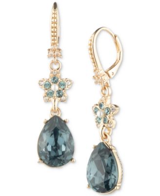 Marchesa - Gold-Tone Pav&eacute;, Stone & Imitation Pearl Flower Double Drop Earrings