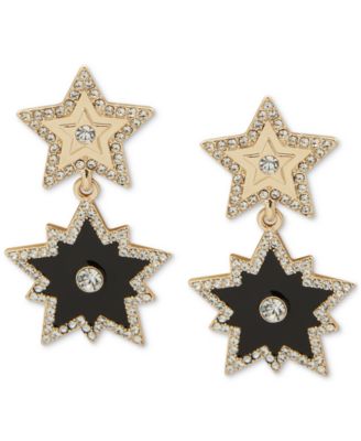 KARL LAGERFELD PARIS - Gold-Tone Pav&eacute; & Jet Star Drop Earrings