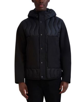 Karl Lagerfeld - Men's Mixed Media Mid-Weight Puffer Jacket