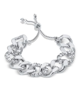 I.N.C. International Concepts - Silver-Tone Crystal Link Slider Bracelet