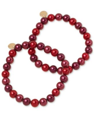 Charter Club - 2-Pc. Set Logo Charm Beaded Stretch Bracelets