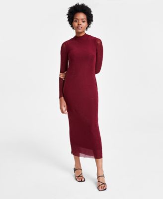 Bar III - Women's Embellished Mesh Bodycon Midi Dress