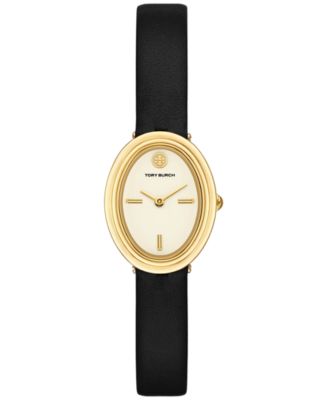 Tory Burch - Women's The Oval Black Leather Strap Watch 22mm