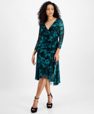 Connected - Petite Printed 3/4-Sleeve High-Low Dress