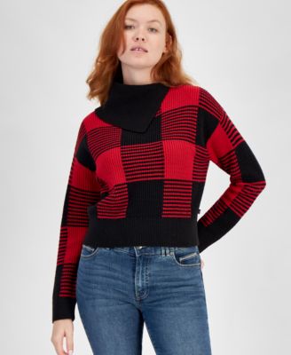 Nautica Jeans - Women's Buffalo-Check Drop-Shoulder Sweater
