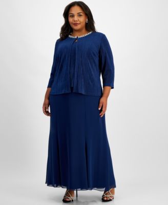 Alex Evenings - Plus Size Embellished-Neck Jacket Dress