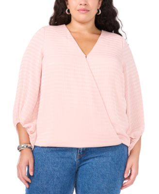 Vince Camuto - Plus Size Textured Cross-Front Top