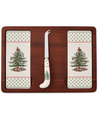 Spode - Christmas Tree Polka Dot Cheese Board & Knife Set