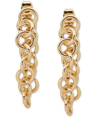 Anne Klein - Gold-Tone Link Chain Front Back Hoop Earrings