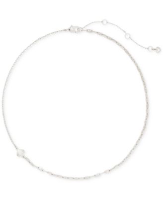 kate spade new york - Silver-Tone Spade Charm Collar Necklace, 16" + 3" extender
