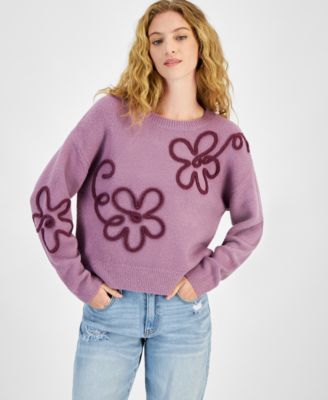Hooked Up by IOT - Juniors' Soutache-Flower Sweater