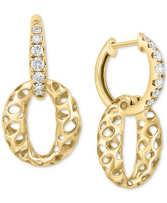 EFFY Collection - Diamond Openwork Dangle Hoop Drop Earrings (3/8 ct. t.w.) in 14k Gold