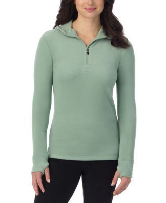 Cuddl Duds - Petite Fleecewear Half-Zip Hooded Top