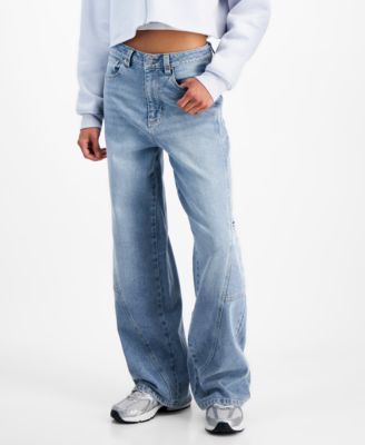 Tinseltown - Juniors' High Rise Twisted Wide-Leg Jeans