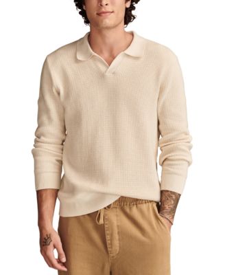 Lucky Brand - Men's Open Collar Long Sleeve Polo Sweater