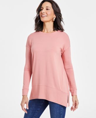 I.N.C. International Concepts - INC Crewneck Side-Vent Cotton Top, Created for Macy's