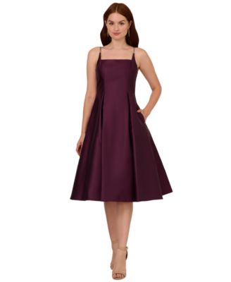 Adrianna Papell - Mikado Square-Neck Fit & Flare Midi Dress