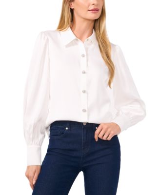 CeCe - Women's Rhinestone-Button Blouse