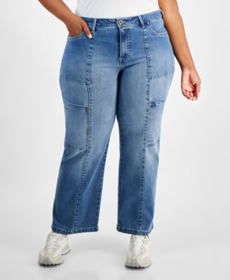 Celebrity Pink - Trendy Plus Mid-Rise Wide-Leg Cargo Jeans