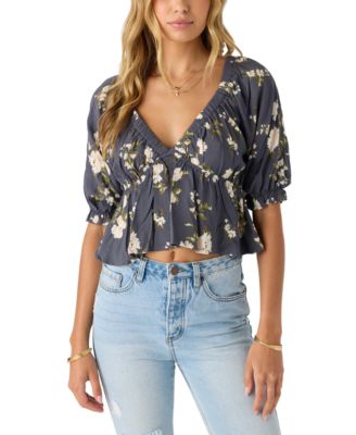 O'Neill - Juniors' Crisella Puff-Sleeve Ruffle Top