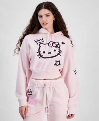 Grayson Threads, The Label - Juniors' Hello Kitty Graffiti Graphic Cropped Hoodie