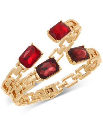 I.N.C. International Concepts - Gold-Tone 2-Pc. Set Rectangular Stone Chain Link Cuff Bracelets