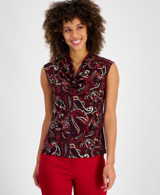 Kasper - Women's Printed Cowl-Neck Sleeveless Top