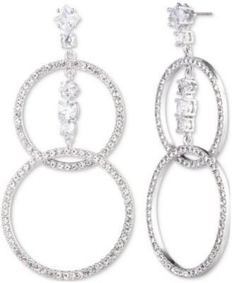 Emily in Paris - Silver-Tone Pav&eacute; & Crystal Open Circle Double Drop Earrings