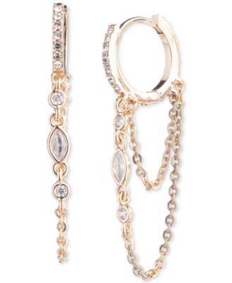 Emily in Paris - Gold-Tone Pav&eacute; & Crystal Double Chain Charm Hoop Earrings