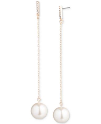 Emily in Paris - Gold-Tone Pav&eacute; & Imitation Pearl Linear Drop Earrings