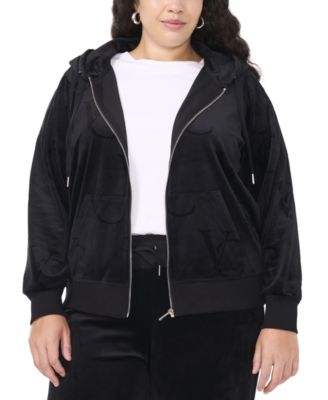 Vince Camuto - Plus Size Logo-Velour Zip-Front Hoodie