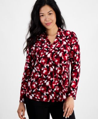 AK Anne Klein - Petite Floral-Print Top
