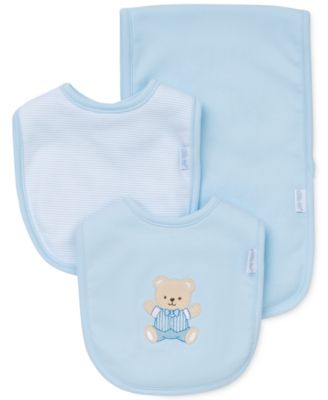 Little Me - Baby Boys' 3-Piece Cute Bear Bib & Burp Cloth Set
