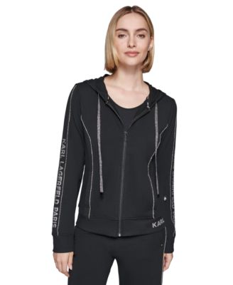 KARL LAGERFELD PARIS - Women's Embellished Logo Hoodie