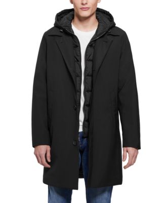 GUESS - Men's Colin Raincoat with Removable Nylon Hooded Inset