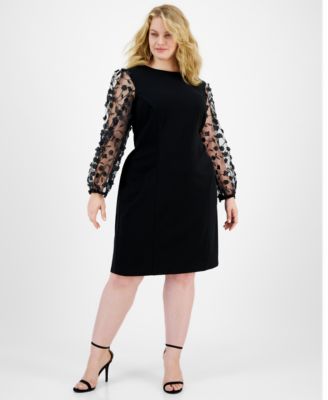 Connected - Plus Size Floral-Appliqu&eacute; Sheath Dress