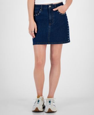 Tinseltown - Juniors' Studded High-Rise Mini Skirt