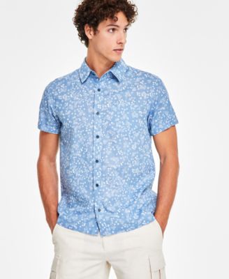 Sun + Stone - Men's Richard Regular-Fit Floral Button-Down Linen Blend Shirt